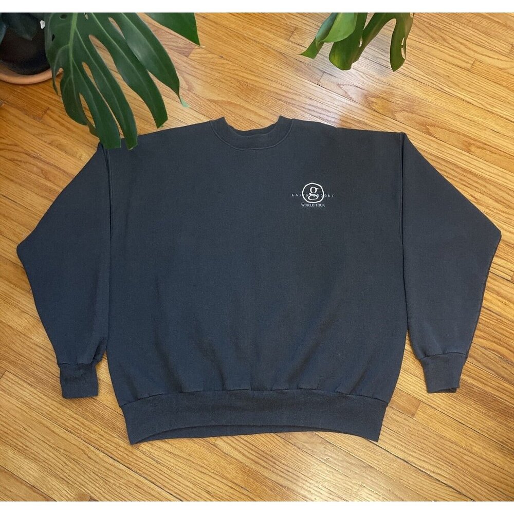 Vintage 90s XL Garth Brooks World Tour Country Music Black Crewneck Sweatshirt